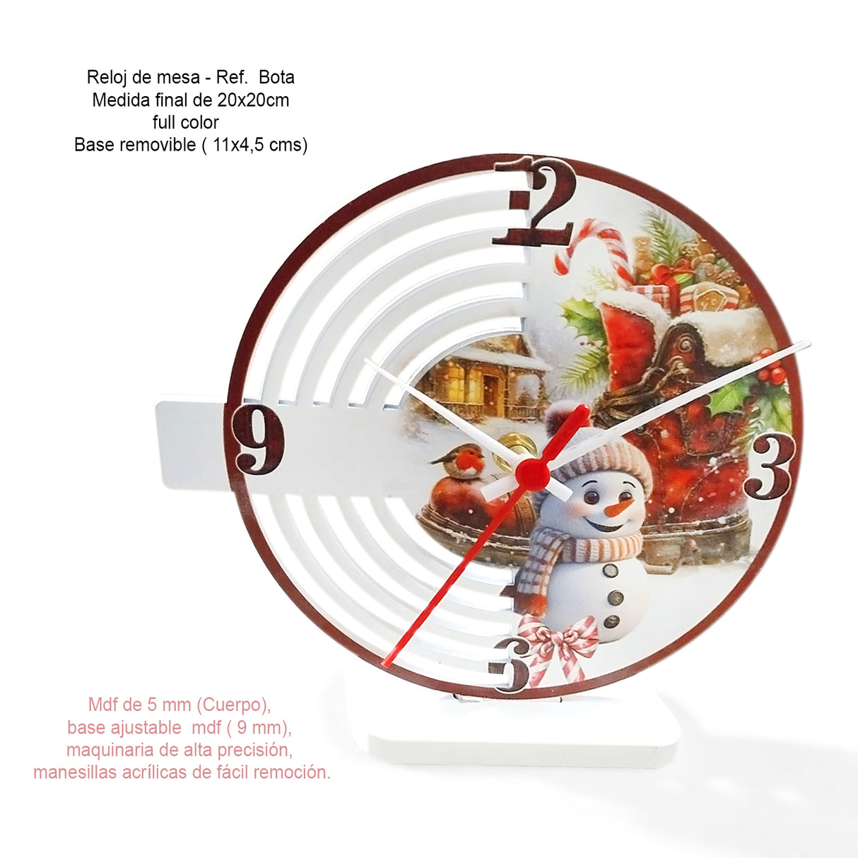 Reloj de Mesa Bota Rojo y Blanco 20x20cm Circular Analogo de Baterias - RELOJES | Bylmo