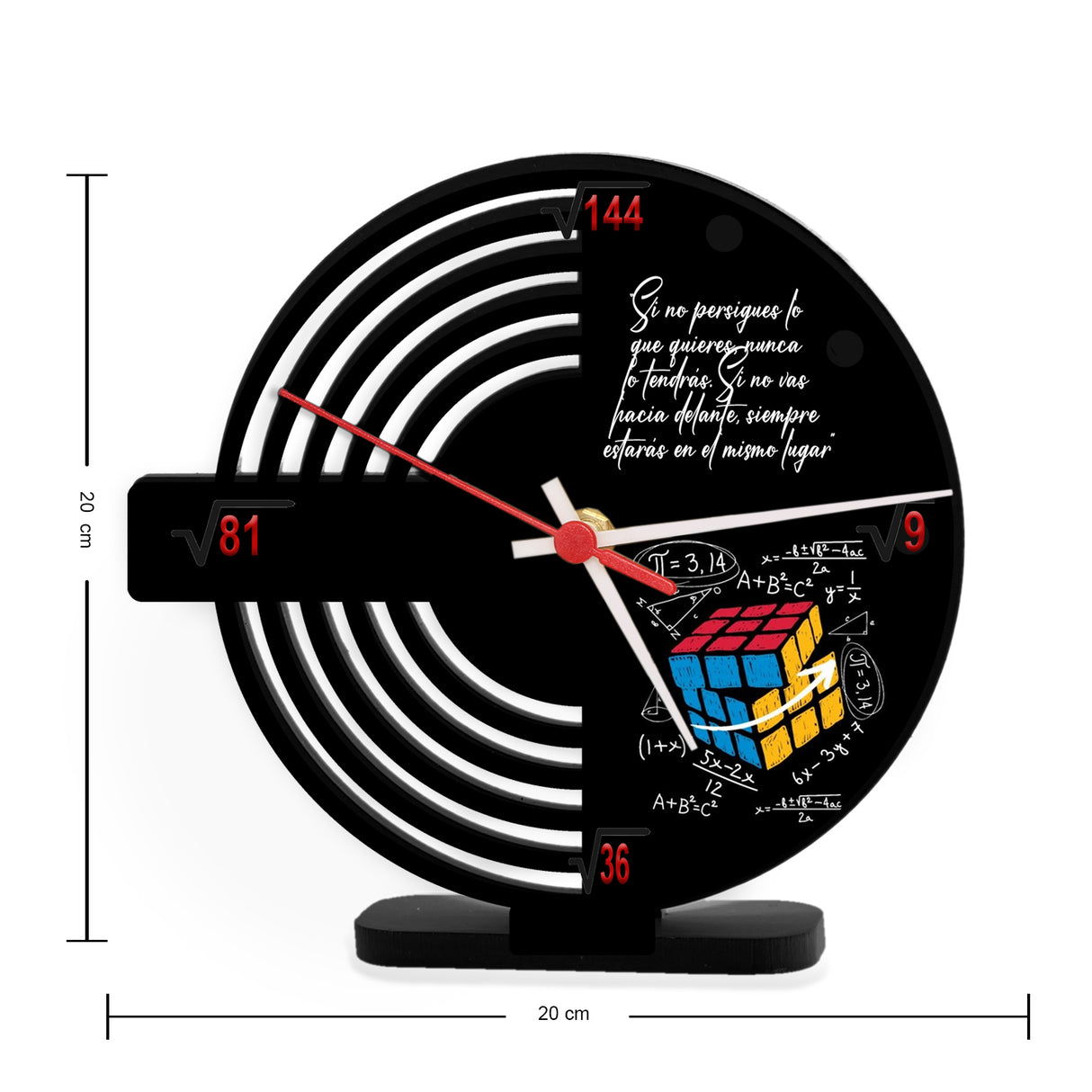Reloj de Mesa Esco Rubik Negro 21x21cm Circular Analogo de Baterias - RELOJES | Bylmo