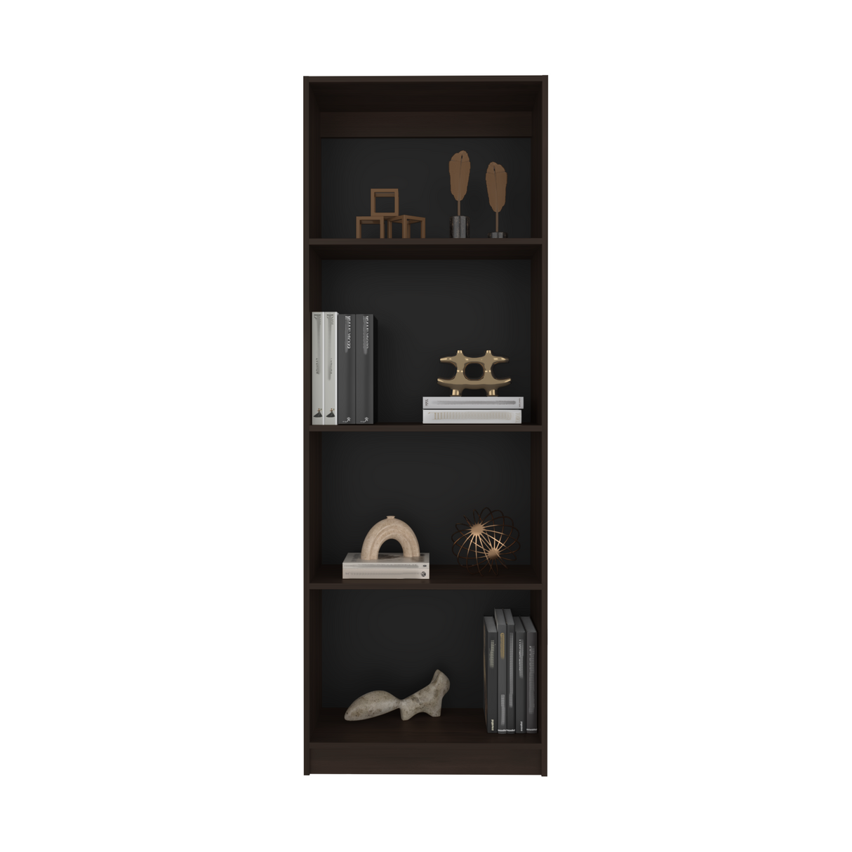 Estantería Home Nogal 62.8x180.6cm Rectangular con Tres Entrepaños y Cuatro Compartimientos - BIBLIOTECAS Y ESTANTERIAS | Bylmo