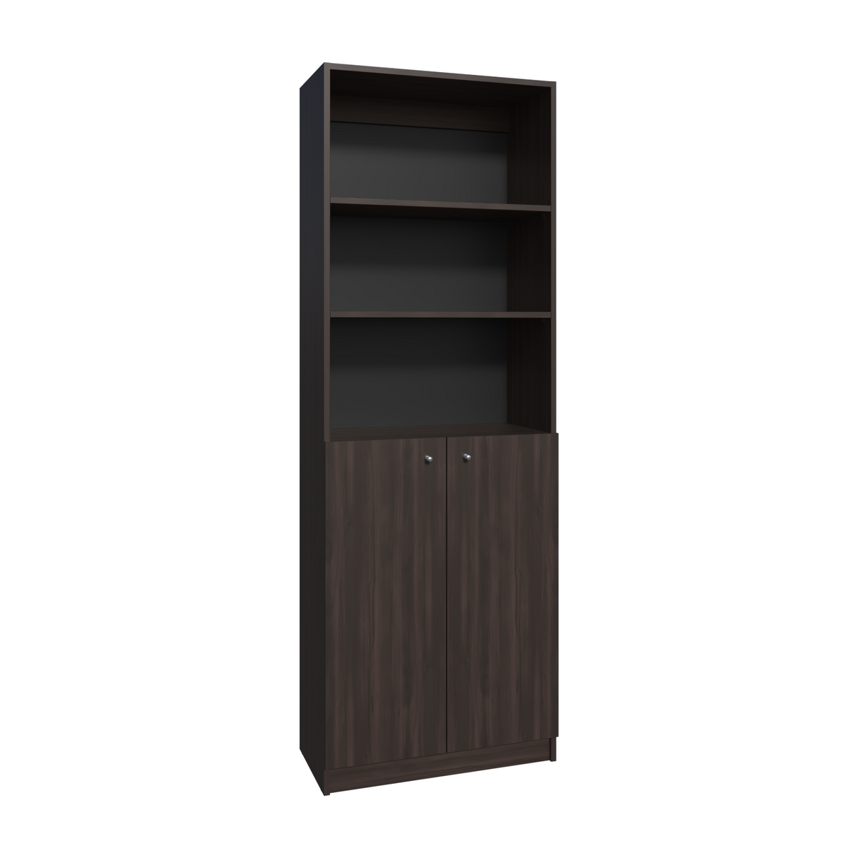 Estantería Home Nogal 62.8x180.6cm Rectangular con Tres Entrepaños y Dos Puertas - BIBLIOTECAS Y ESTANTERIAS | Bylmo