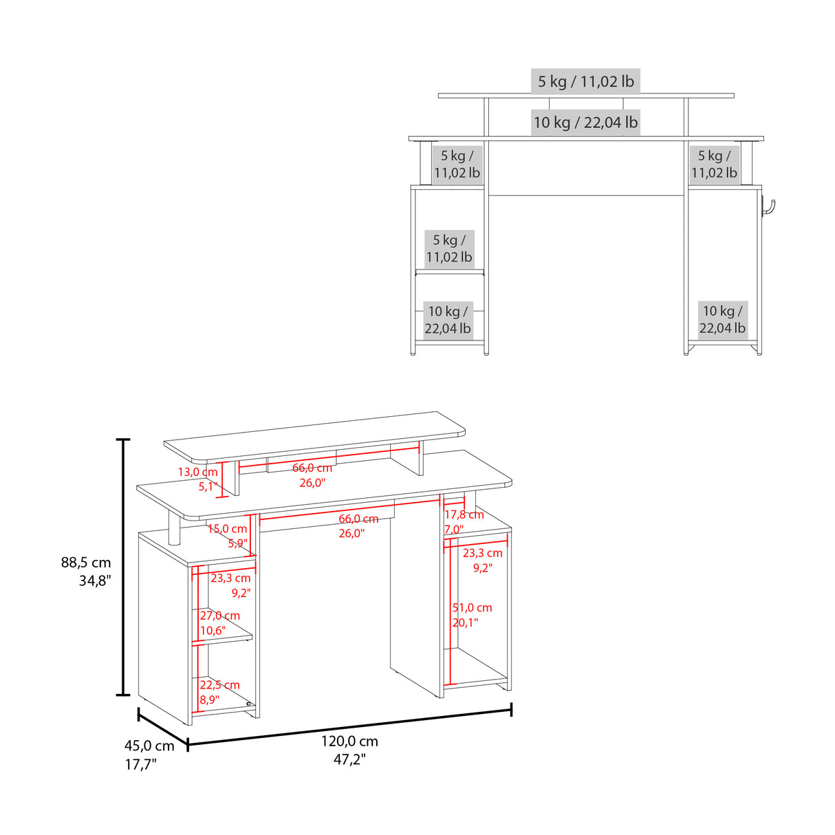 Escritorio Gamer Keria Wengue y Azul 120x88.5cm sin Cajones y con Organizador de Libros - ESCRITORIOS | Bylmo