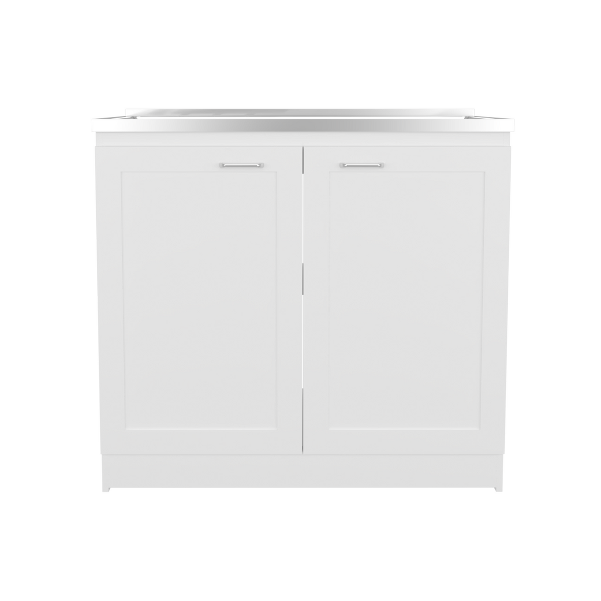 Mueble Inferior de Cocina Zurich Blanco 98.5x88.6cm con Mesón de Acero Inoxidable con Pozuelo y sin Estufa - MUEBLES INFERIORES DE COCINA | Bylmo