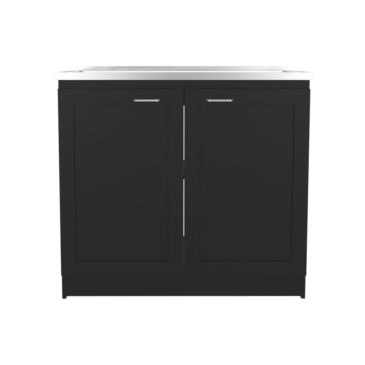 Mueble Inferior de Cocina Zurich Wengue 98.5x88.6cm con Mesón de Acero Inoxidable con Pozuelo y sin Estufa - MUEBLES INFERIORES DE COCINA | Bylmo