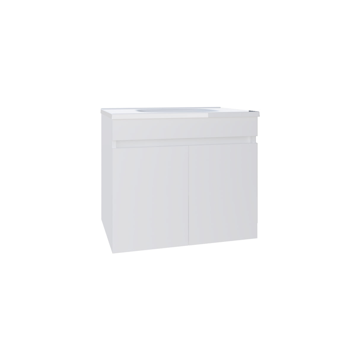 Mueble para Lavamanos Individual Chaux Blanco 59x50cm Flotante con Lavamanos de Sobreponer con Dos Puertas - MUEBLES PARA LAVAMANOS | Bylmo