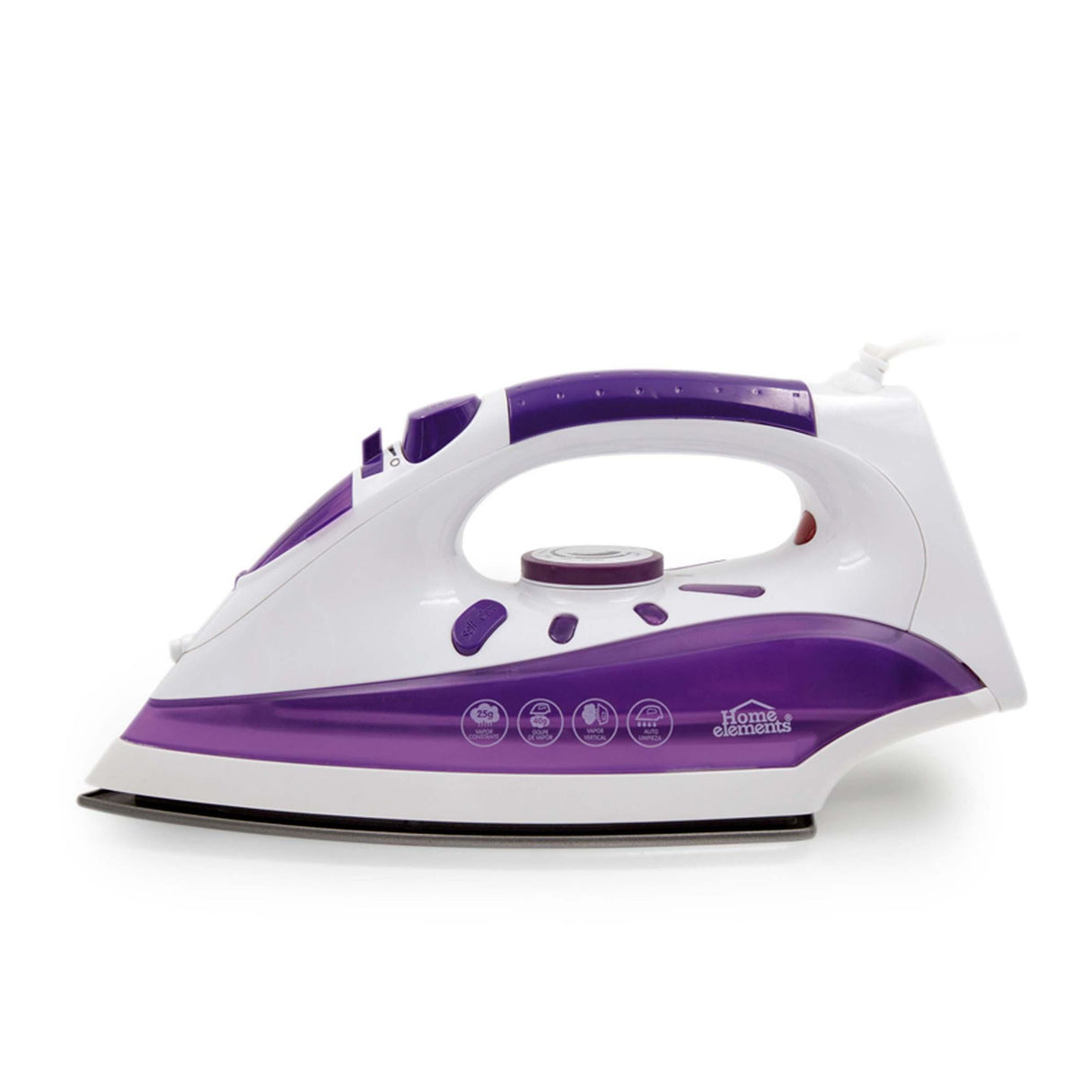 Plancha Blanco y Violeta 11.5x13.5cm con Vapor y Dispensaodor y Rociador de Agua - PLANCHAS | Bylmo