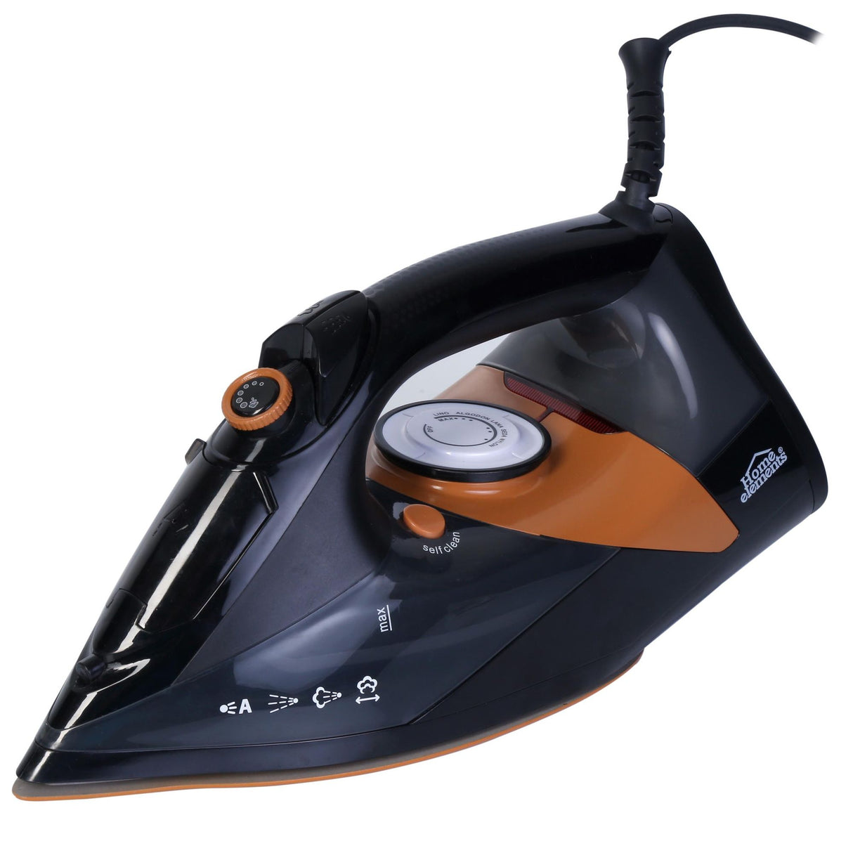 Plancha Steam Iron Negro y Cobre 12.2x14.5cm con Vapor y Dispensaodor y Rociador de Agua - PLANCHAS | Bylmo