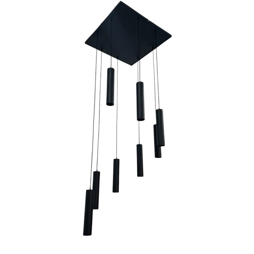 Lámpara de Techo Colgante y Ajustable Tarento Negro y Dorado 60x300cm de 8 Luces - LAMPARAS DE TECHO | Bylmo
