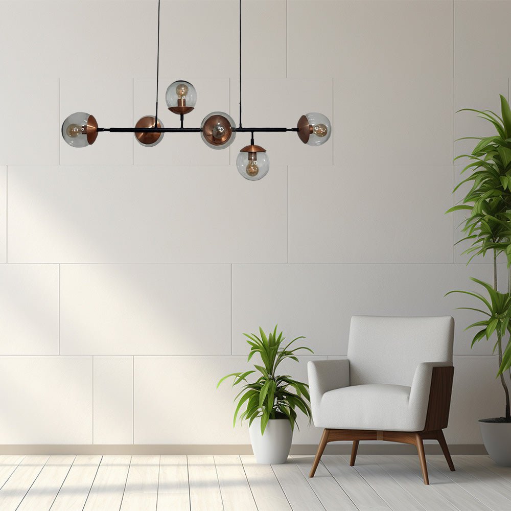 Lámpara de Techo Colgante y Ajustable Alice Negro 32x300cm de 6 Luces - LAMPARAS DE TECHO | Bylmo