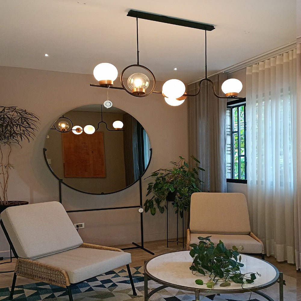 Lámpara de Techo Colgante y Ajustable Kotka Negro y Dorado 50x230cm de 5 Luces - LAMPARAS DE TECHO | Bylmo