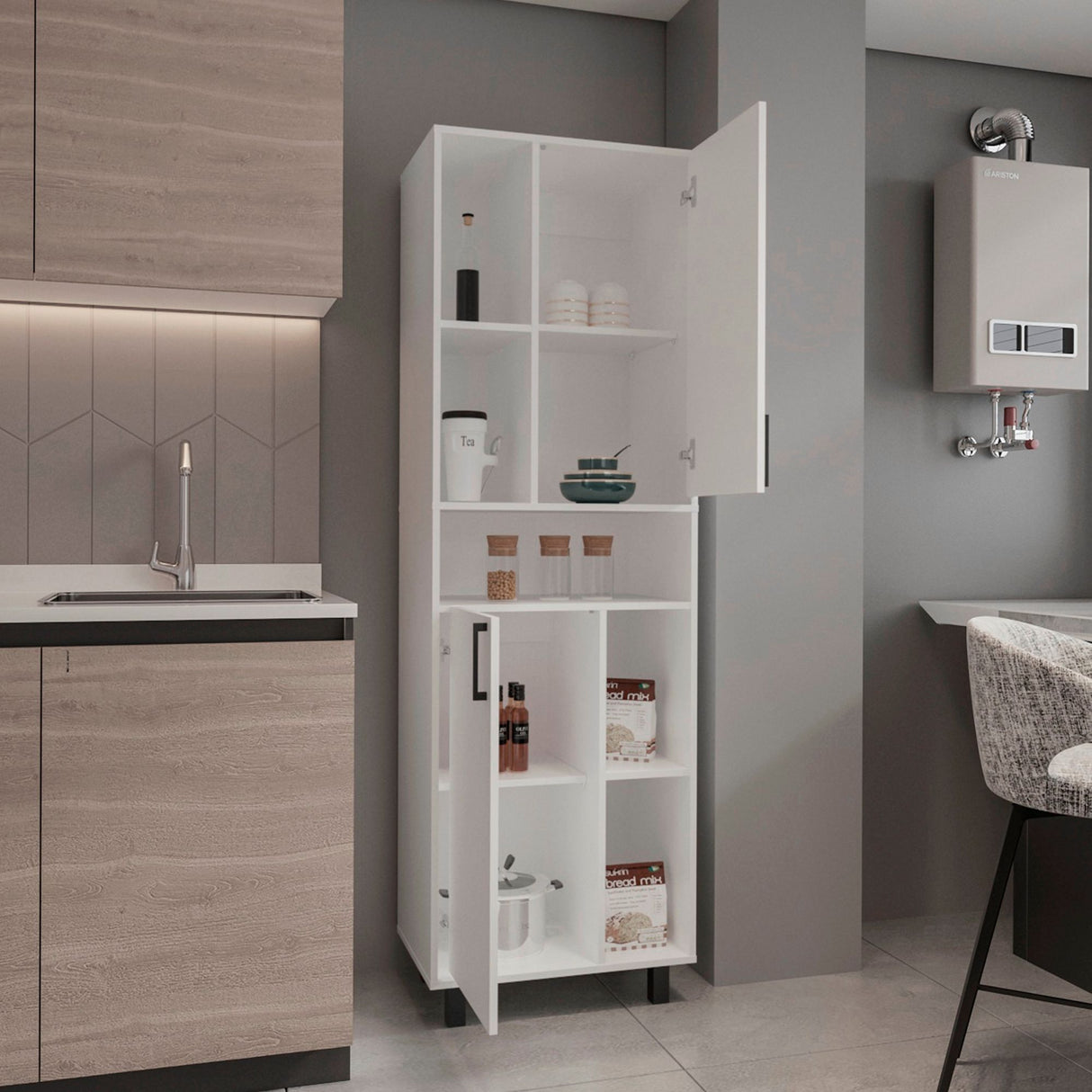 Alacena Bryce Blanco x39.6cm con Dos Puertas y con Patas - ALACENAS Y MUEBLES MICROONDAS | Bylmo