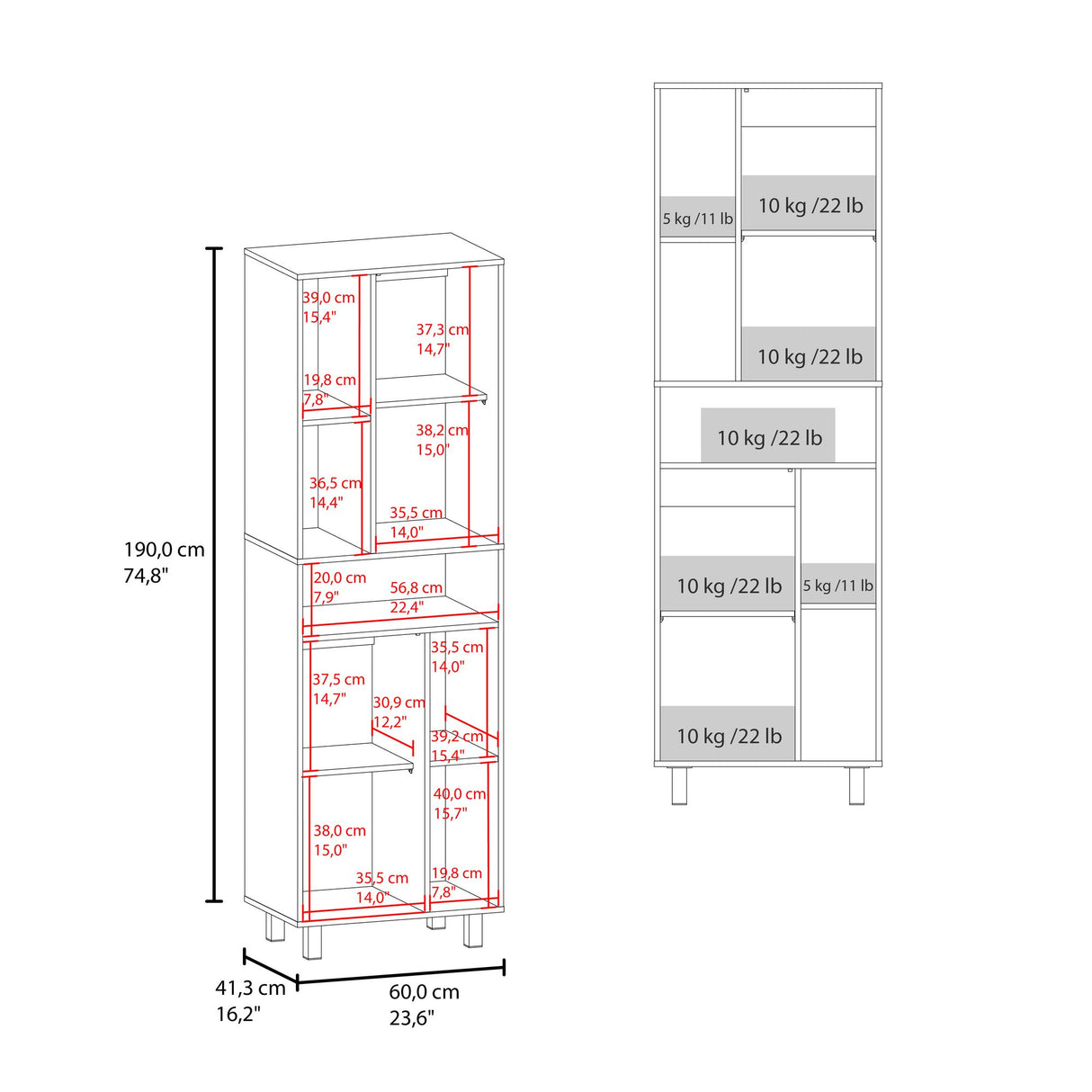 Alacena Bryce Blanco x39.6cm con Dos Puertas y con Patas - ALACENAS Y MUEBLES MICROONDAS | Bylmo