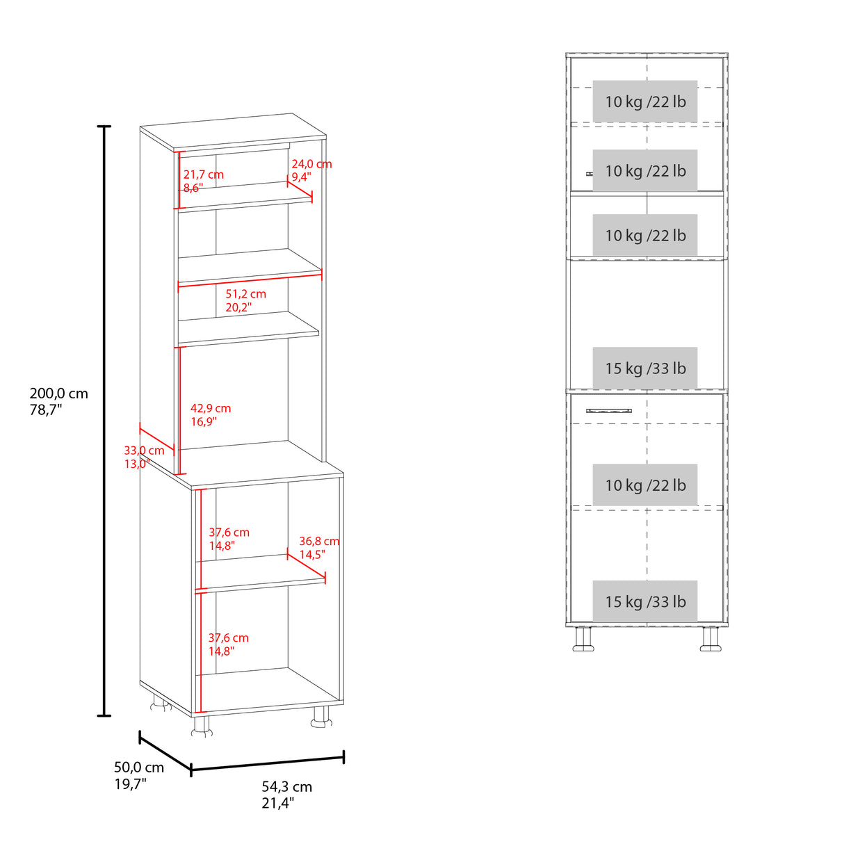 Módulo Para Microondas Antares Blanco x50.3cm con Dos Puertas y con Patas - ALACENAS Y MUEBLES MICROONDAS | Bylmo