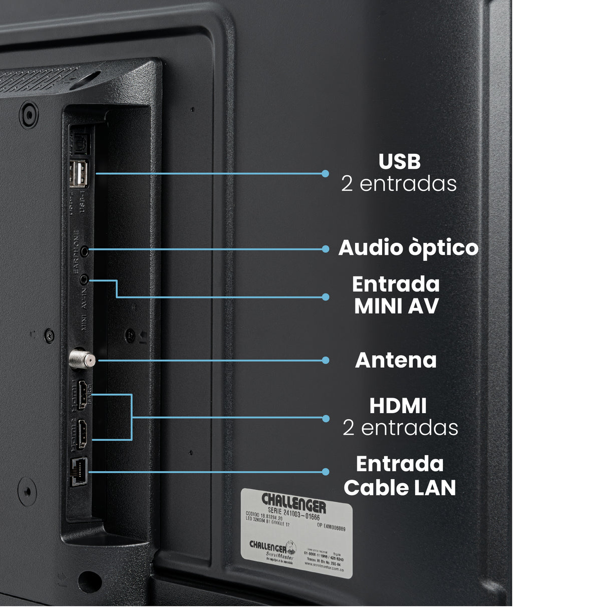 Televisor Led Smart Google 72.8x42.6cm de 32 Pulgadas HD 720P Con Wifi Integrado y Con Bluetooth - TELEVISORES | Bylmo