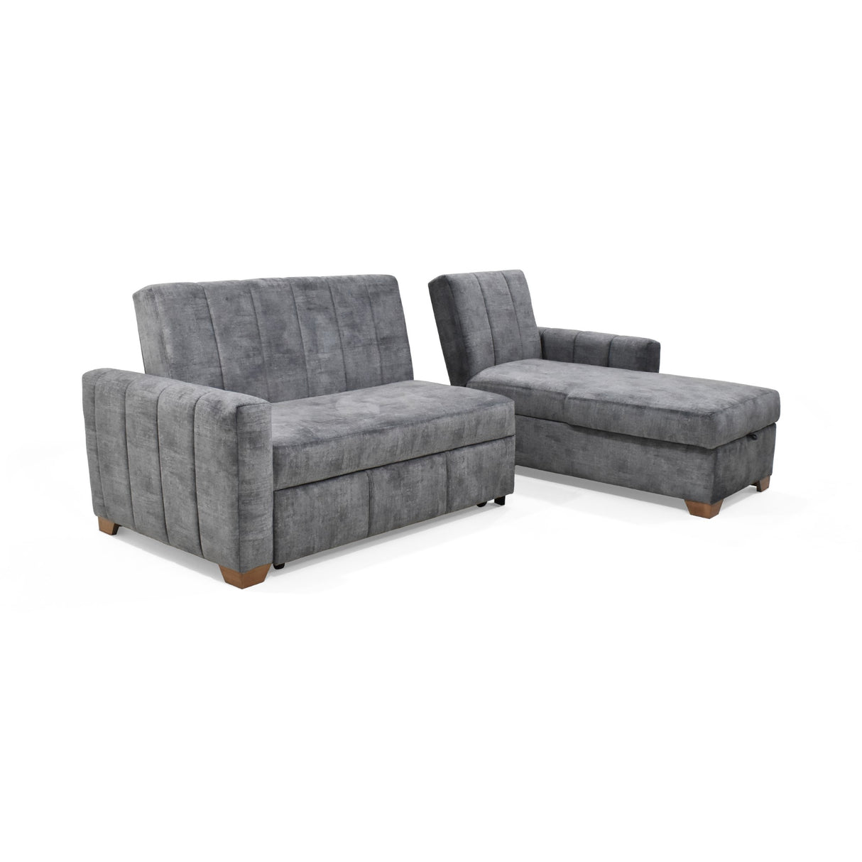 Sofá Cama Izquierdo Apolo Gris 220x92cm De Tres Puestos Reclinable Con Apoya Brazos y con Almacenamiento - SOFAS Y POLTRONAS | Bylmo