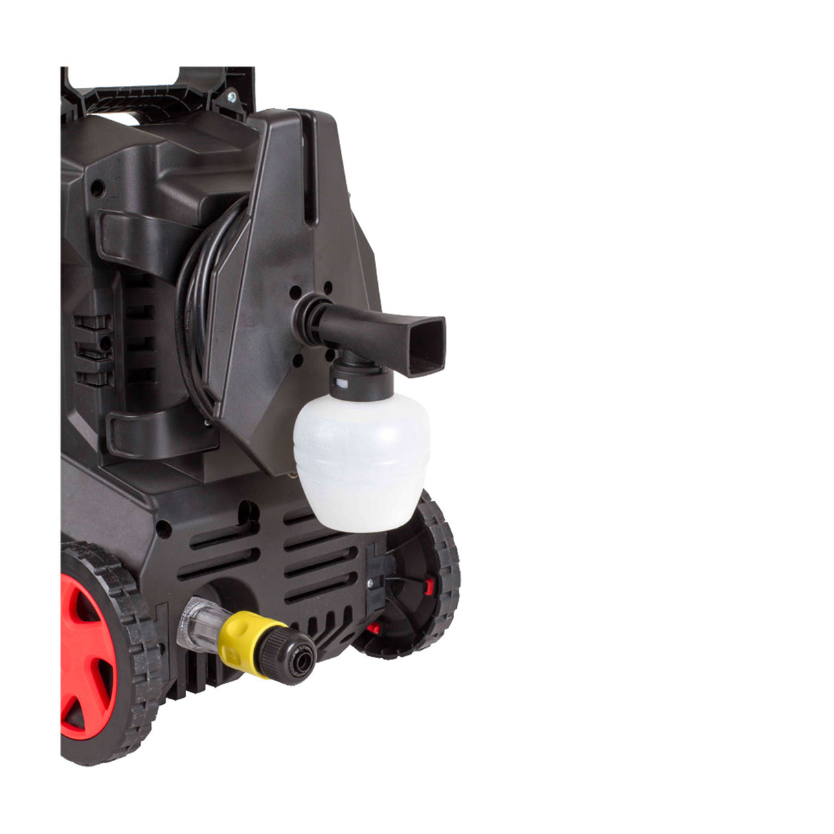 Hidrolavadora Rojo y Negro 30x68cm con Manguera de Cinco Metros y Depósito de Detergente - HIDROLAVADORAS | Bylmo