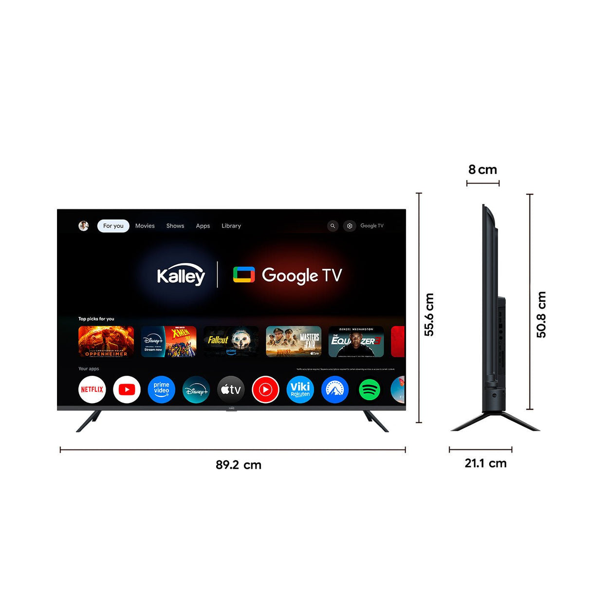 Televisor Kalley Smart LED Full HD 40 Pulgadas Google Negro 102.5x60.5cm con Wifi Integrado y con Bluetooth - TELEVISORES | Bylmo