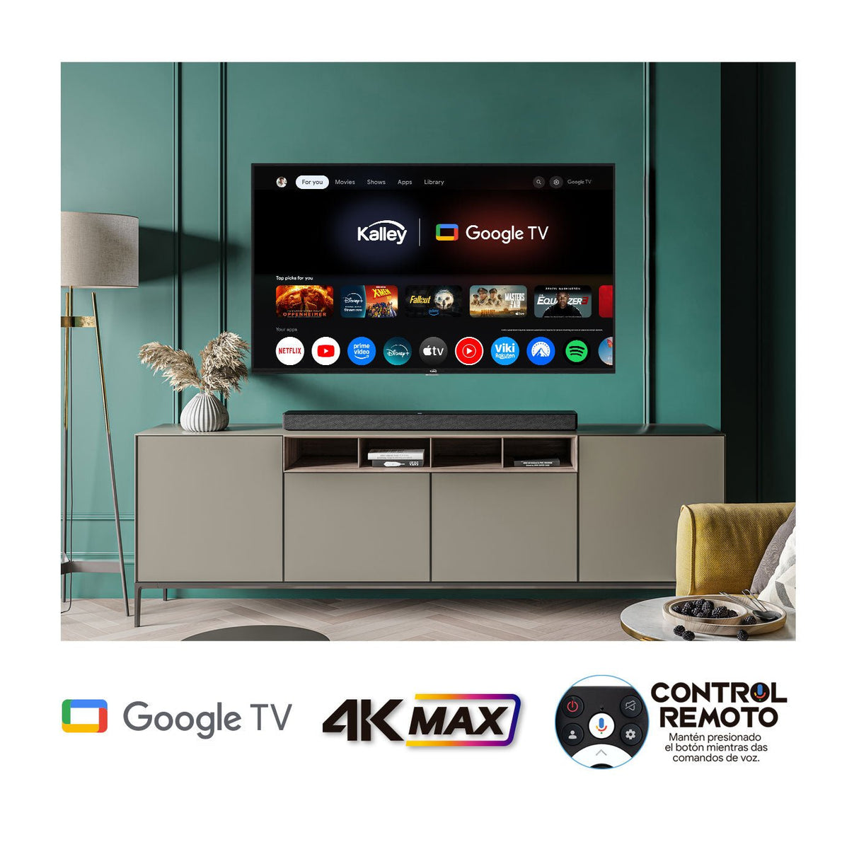 Televisor Kalley Smart LED 4K 55 Pulgadas Google Negro 135x83cm con Wifi Integrado y con Bluetooth - TELEVISORES | Bylmo