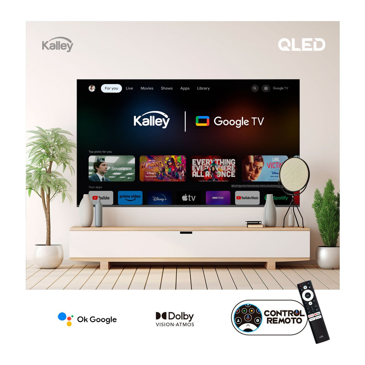 Televisor Kalley Smart QLED 4K 70 Pulgadas Google Negro 173x103cm con Wifi Integrado y con Bluetooth - TELEVISORES | Bylmo