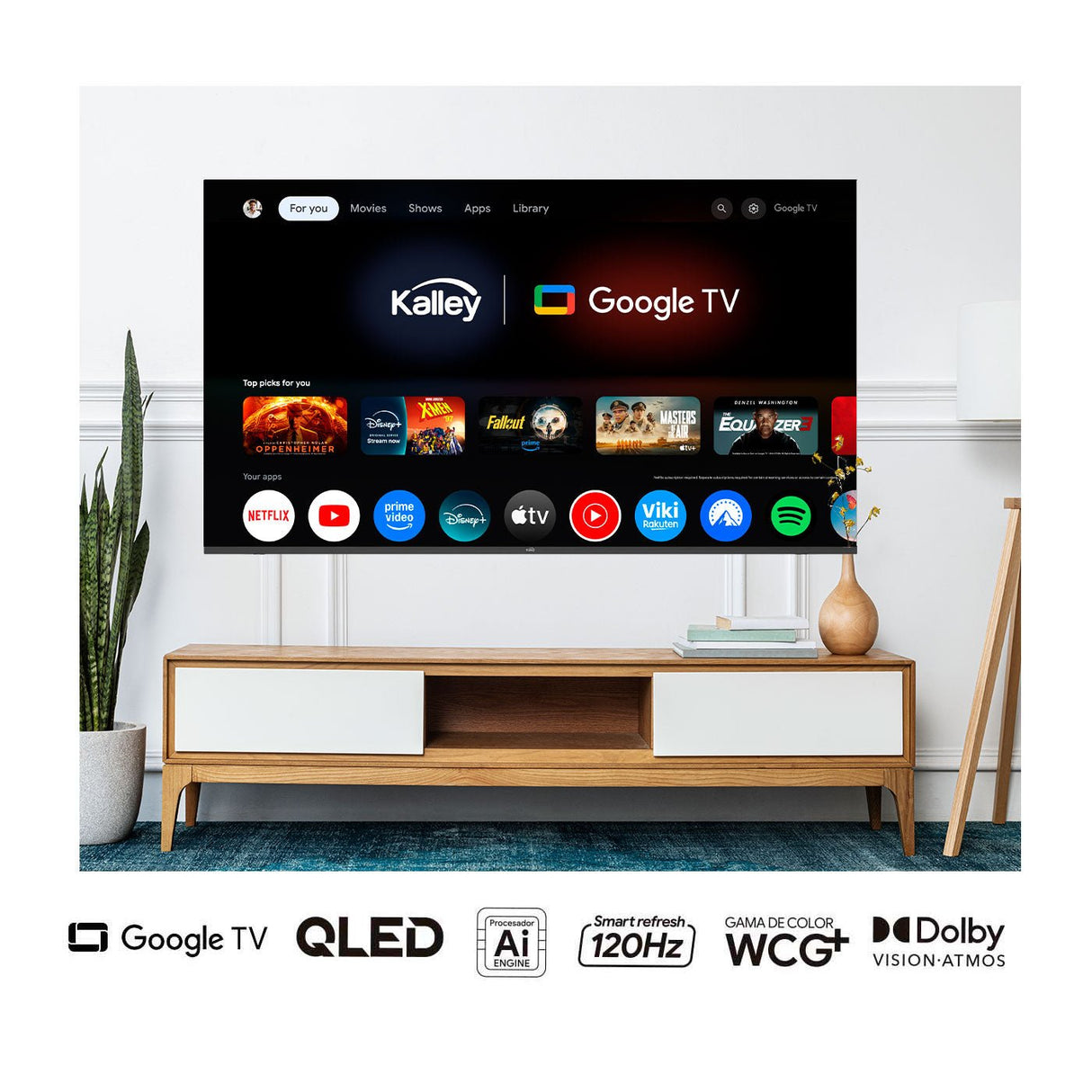 Televisor Kalley Smart QLED 4K 70 Pulgadas Google Negro 173x103cm con Wifi Integrado Procesador con IA y con Bluetooth - TELEVISORES | Bylmo