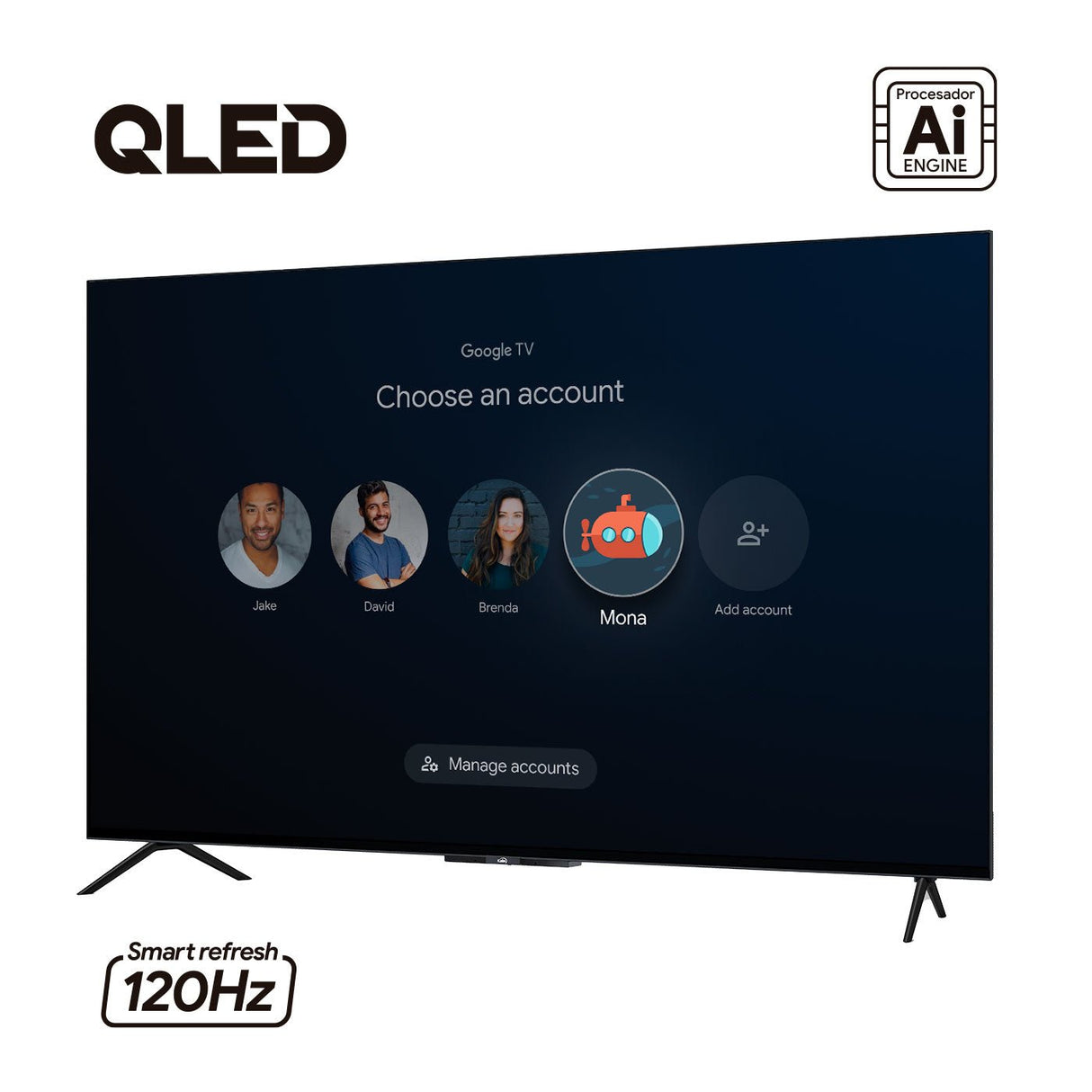 Televisor Kalley Smart QLED 4K 50 Pulgadas Google Negro 125x76cm con Wifi Integrado y con Bluetooth - TELEVISORES | Bylmo