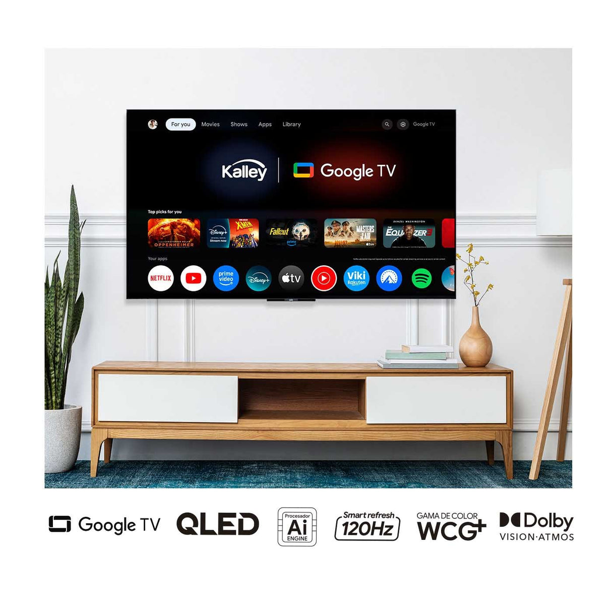Televisor Kalley Smart QLED 4K 65 Pulgadas Google Negro 160x96cm con Wifi Integrado y con Bluetooth - TELEVISORES | Bylmo