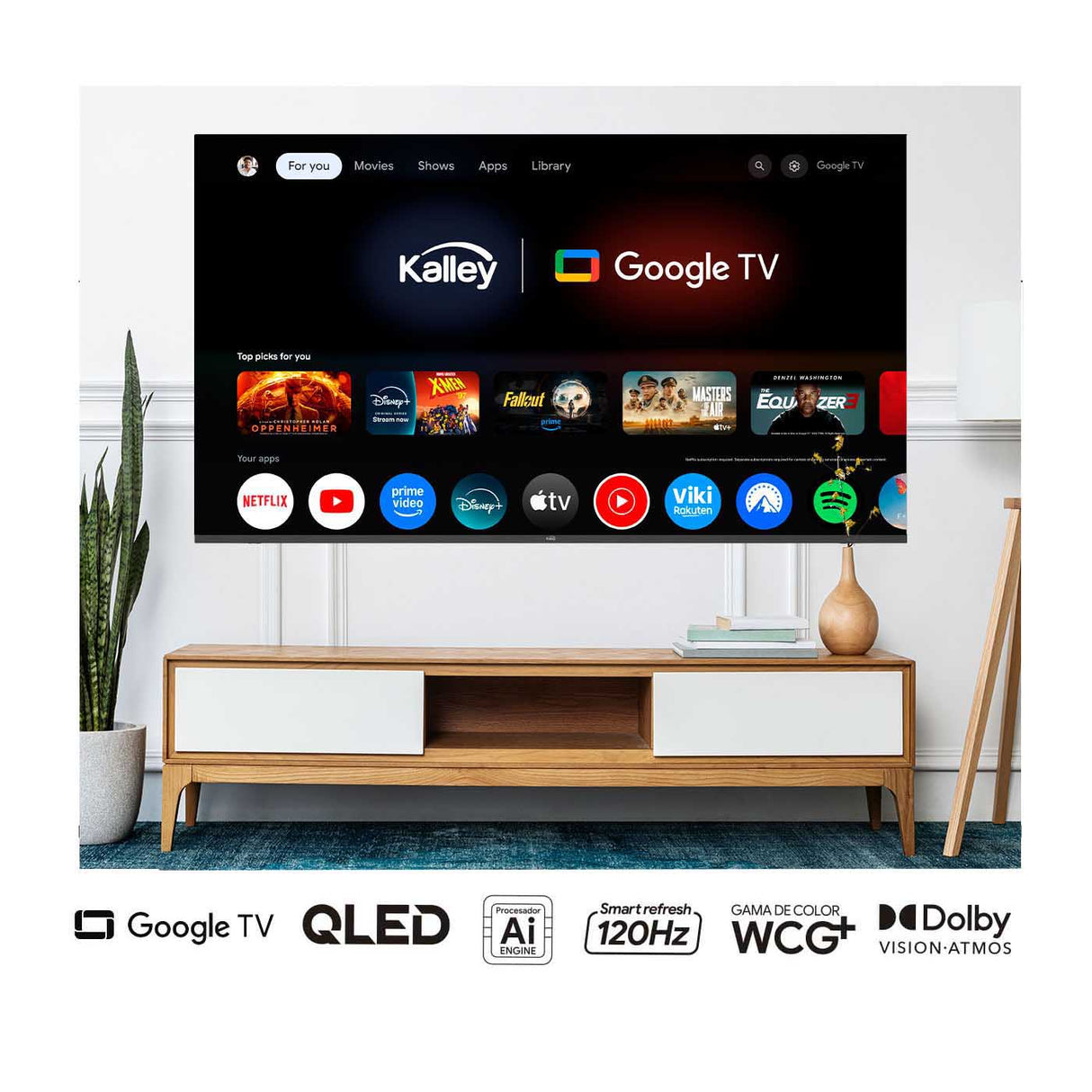 Televisor Kalley Smart QLED 4K 75 Pulgadas Google Negro 184x110.3cm con Wifi Integrado y con Bluetooth - TELEVISORES | Bylmo