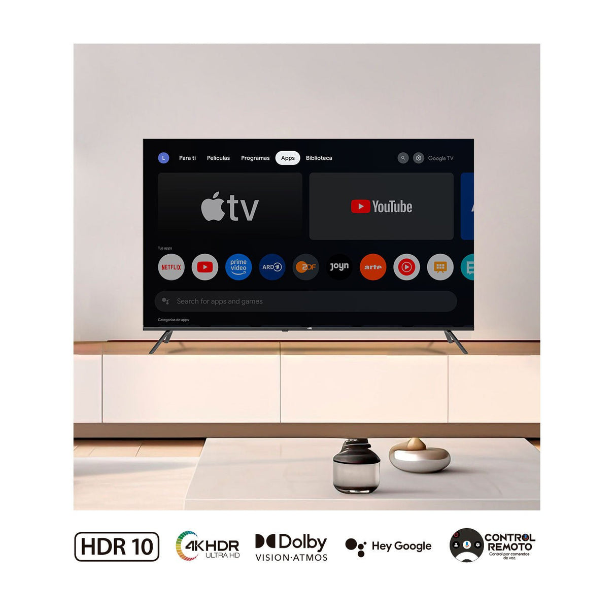 Televisor Kalley Smart LED 4K 60 Pulgadas Google Negro 146.5x88.3cm con Wifi Integrado y con Bluetooth - TELEVISORES | Bylmo