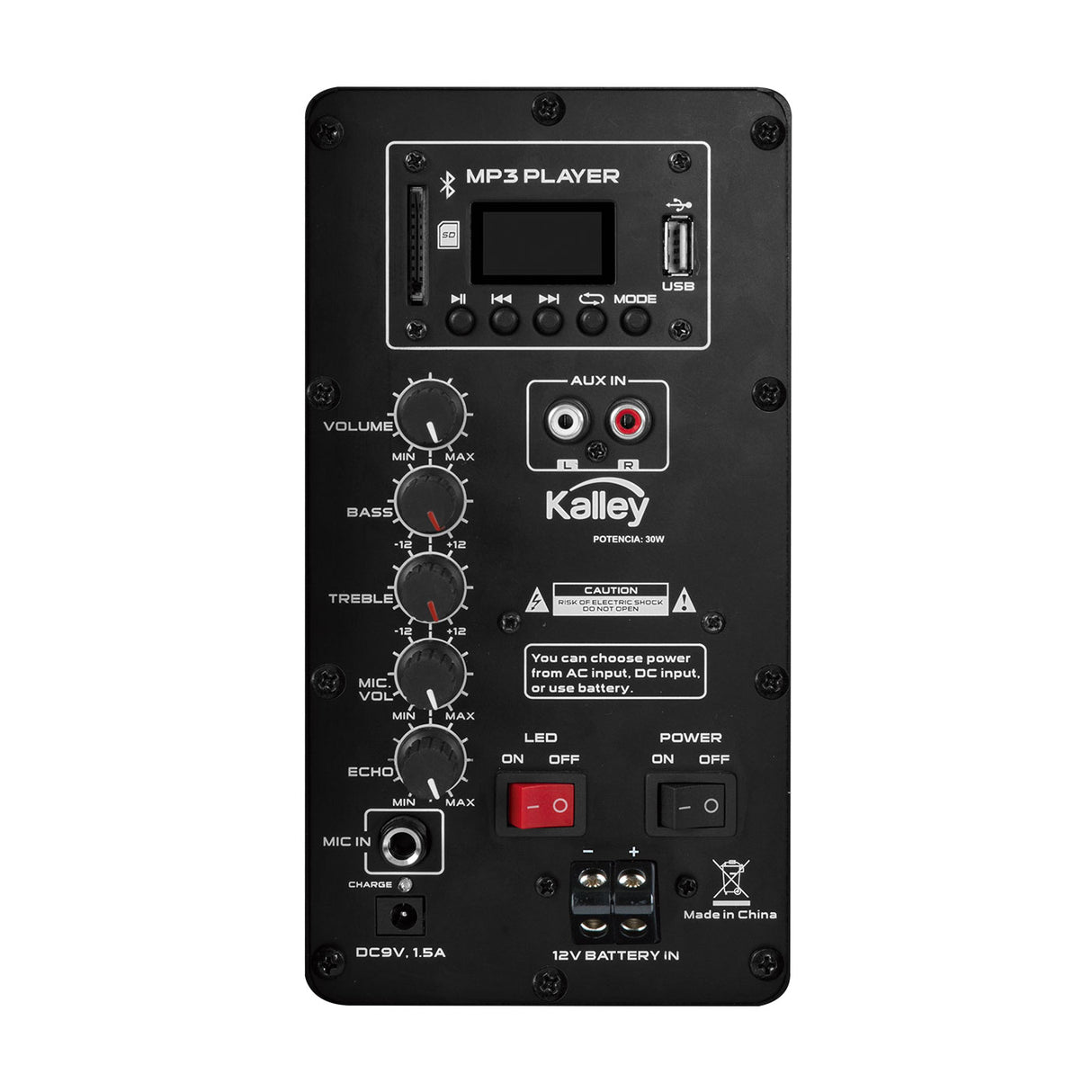 Parlante Kalley Negro 25.2x40cm con Bluetooth y con Control Remoto - PARLANTES | Bylmo