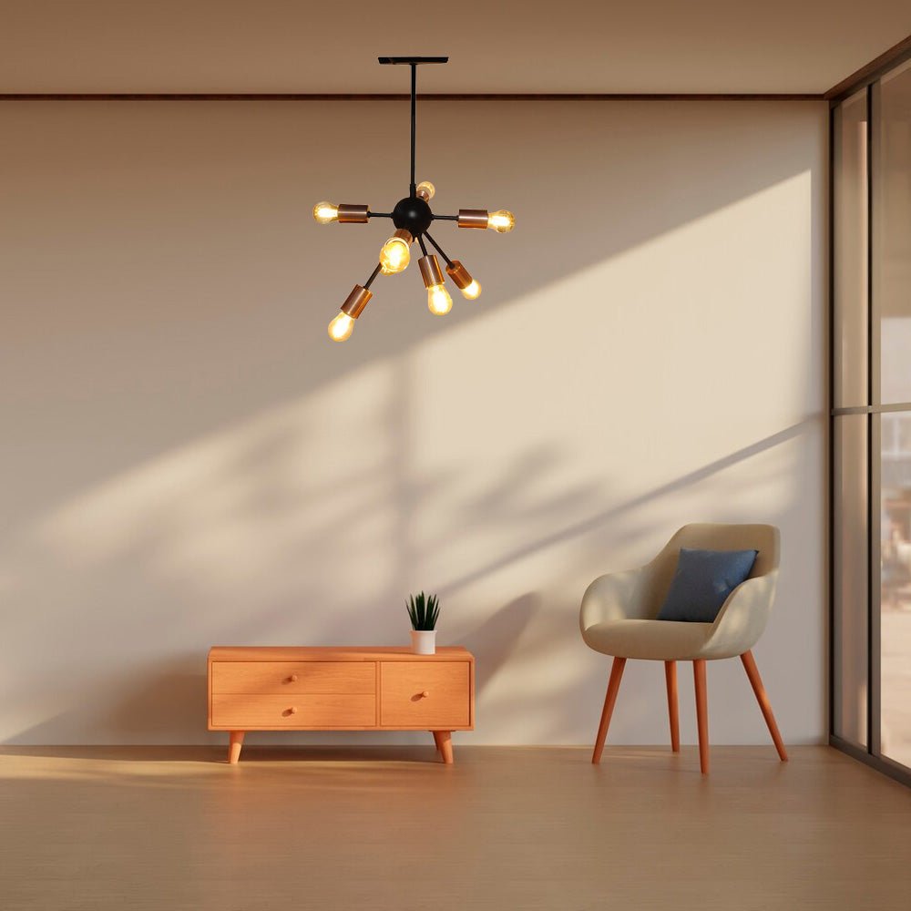 Lámpara de Techo Led Átomo Dorado y Negro 20x34cm Ajustable de Ocho Luces - LAMPARAS DE TECHO | Bylmo