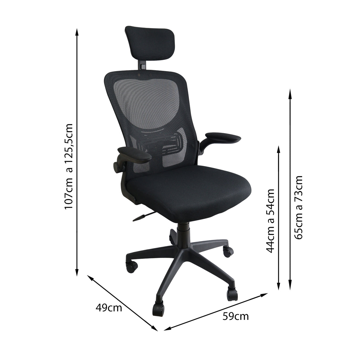 Silla de Oficina Bogota Negro 59x125.5cm con Ruedas con Soporte Lumbar y Espaldar Reclinable - SILLAS DE OFICINA | Bylmo