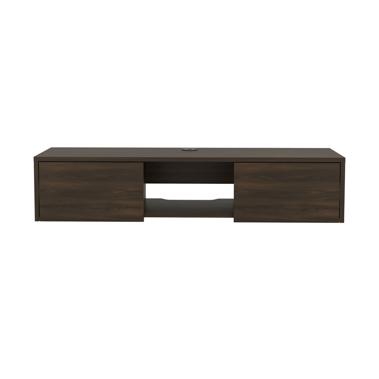 Repisa para TV Flotante Glen Nogal 125.1x26.8cm para TV Hasta 50 Pulgadas sin Cajones y con Ranuras para Cables - MUEBLES DE TV | Bylmo