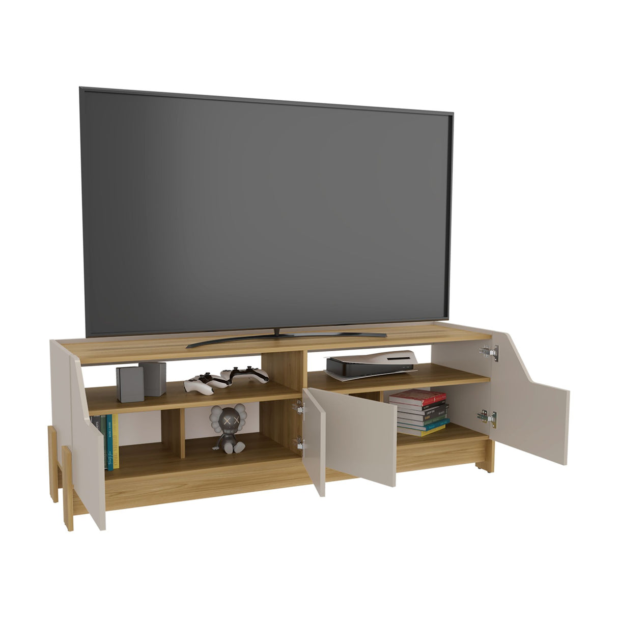 Rack de TV Holt Fresno Europeo y Capri 163x56cm para TV Hasta 50 Pulgadas sin Cajones - MUEBLES DE TV | Bylmo