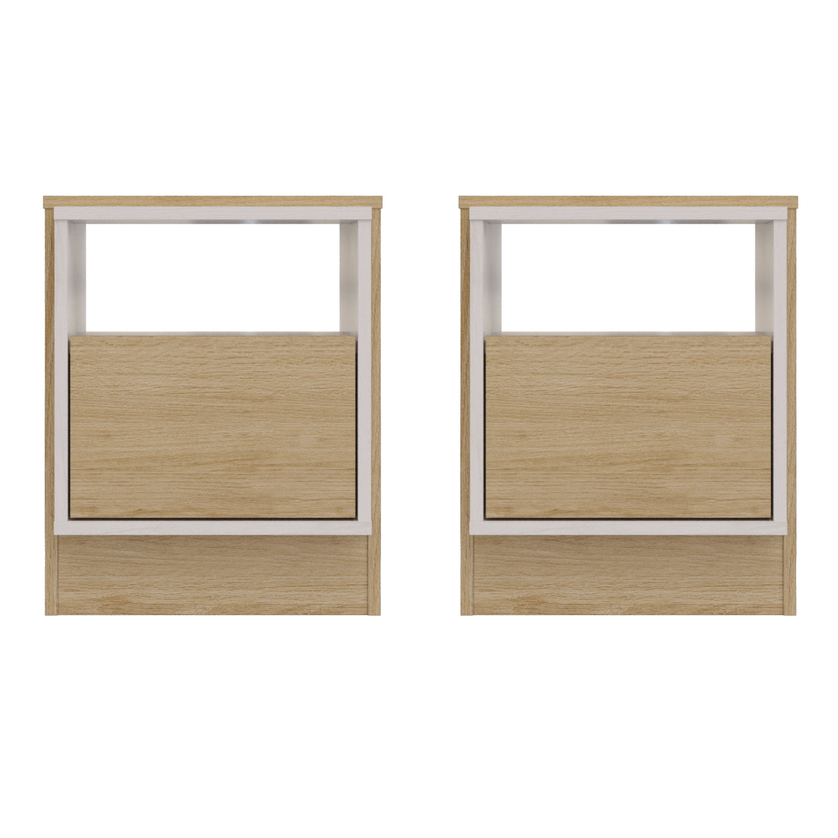 Mesa de Noche x 2 Lucas Rovere y Blanco 40x50cm con Un Cajón - MESAS DE NOCHE | Bylmo