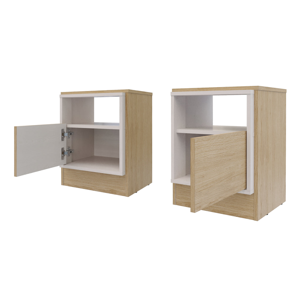 Mesa de Noche x 2 Lucas Rovere y Blanco 40x50cm con Un Cajón - MESAS DE NOCHE | Bylmo