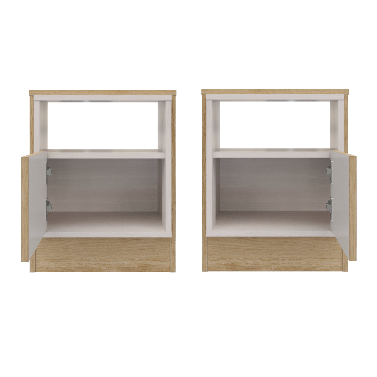 Mesa de Noche x 2 Lucas Rovere y Blanco 40x50cm con Un Cajón - MESAS DE NOCHE | Bylmo