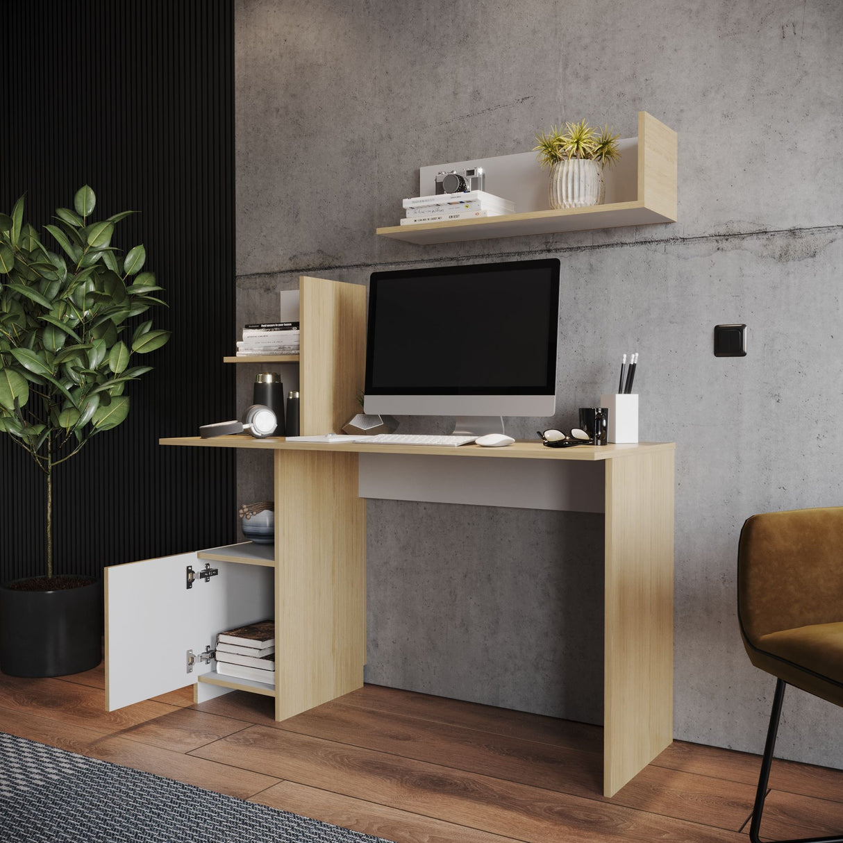 Escritorio Francia Rovere 120x73cm con Un Cajón y con Organizador de Libros - ESCRITORIOS | Bylmo