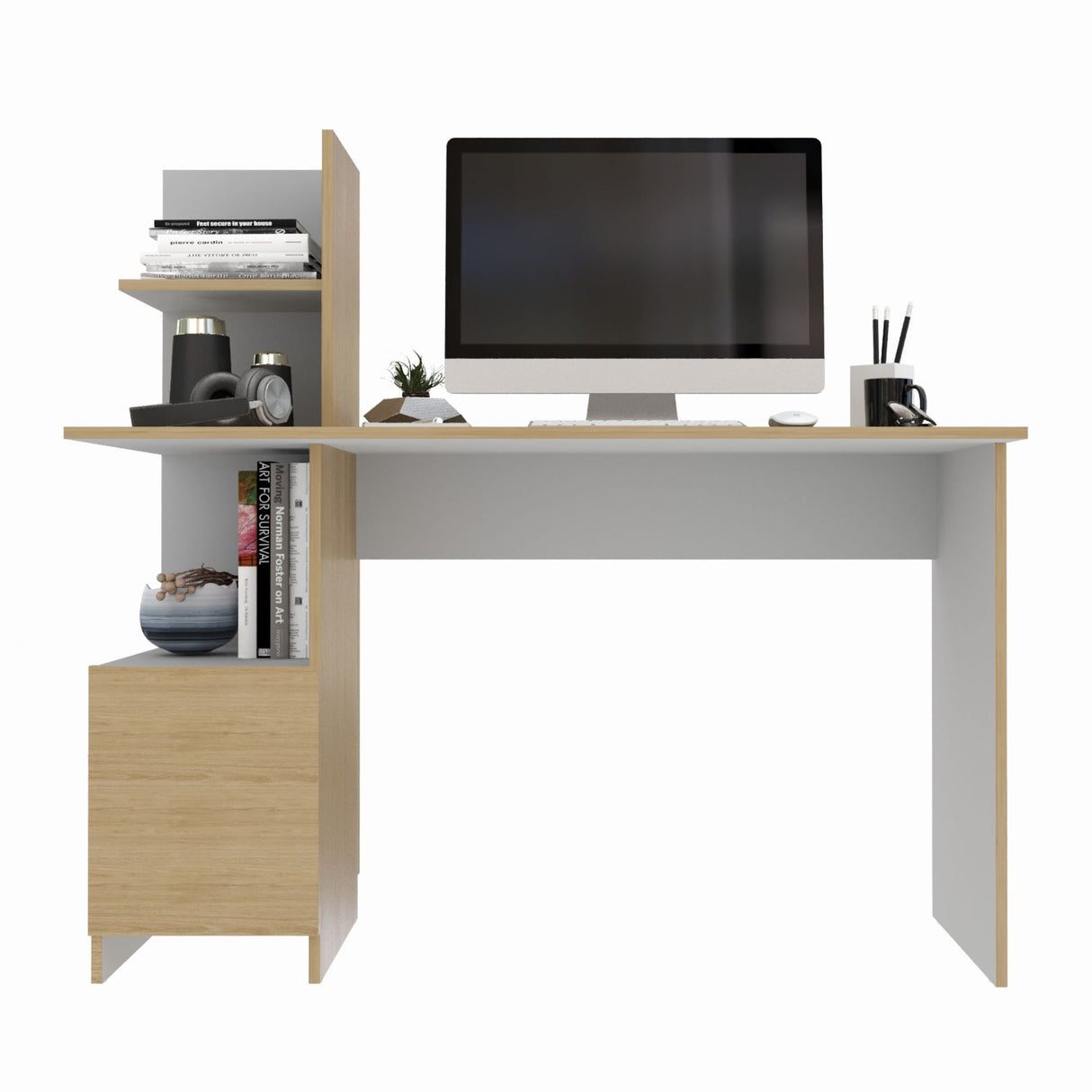 Escritorio Francia Rovere 120x73cm con Un Cajón y con Organizador de Libros - ESCRITORIOS | Bylmo