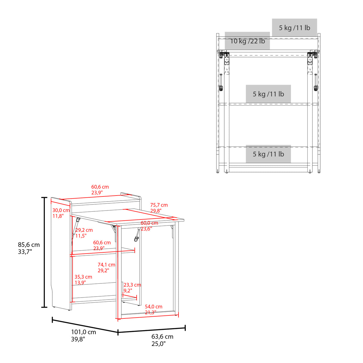 Escritorio Lesli Blanco 30x85.6cm sin Cajones y con Organizador de Libros - ESCRITORIOS | Bylmo