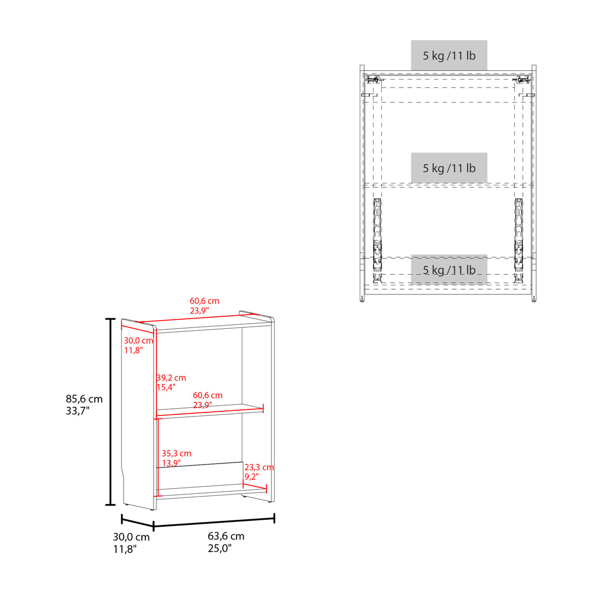 Escritorio Lesli Wengue 30x85.6cm sin Cajones y con Organizador de Libros - ESCRITORIOS | Bylmo