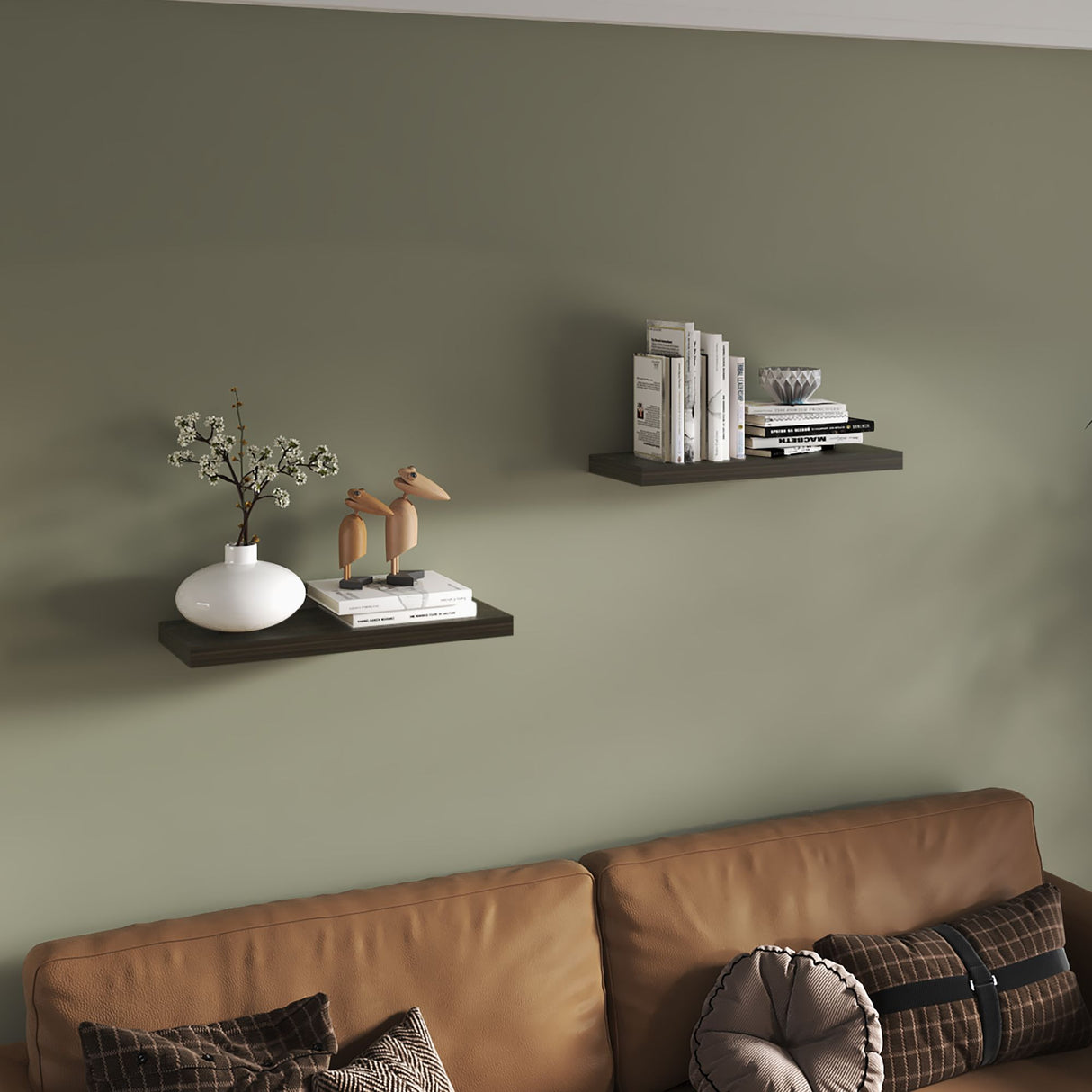 Repisa Habano 80x3.8cm Rectangular y Flotante - REPISAS | Bylmo