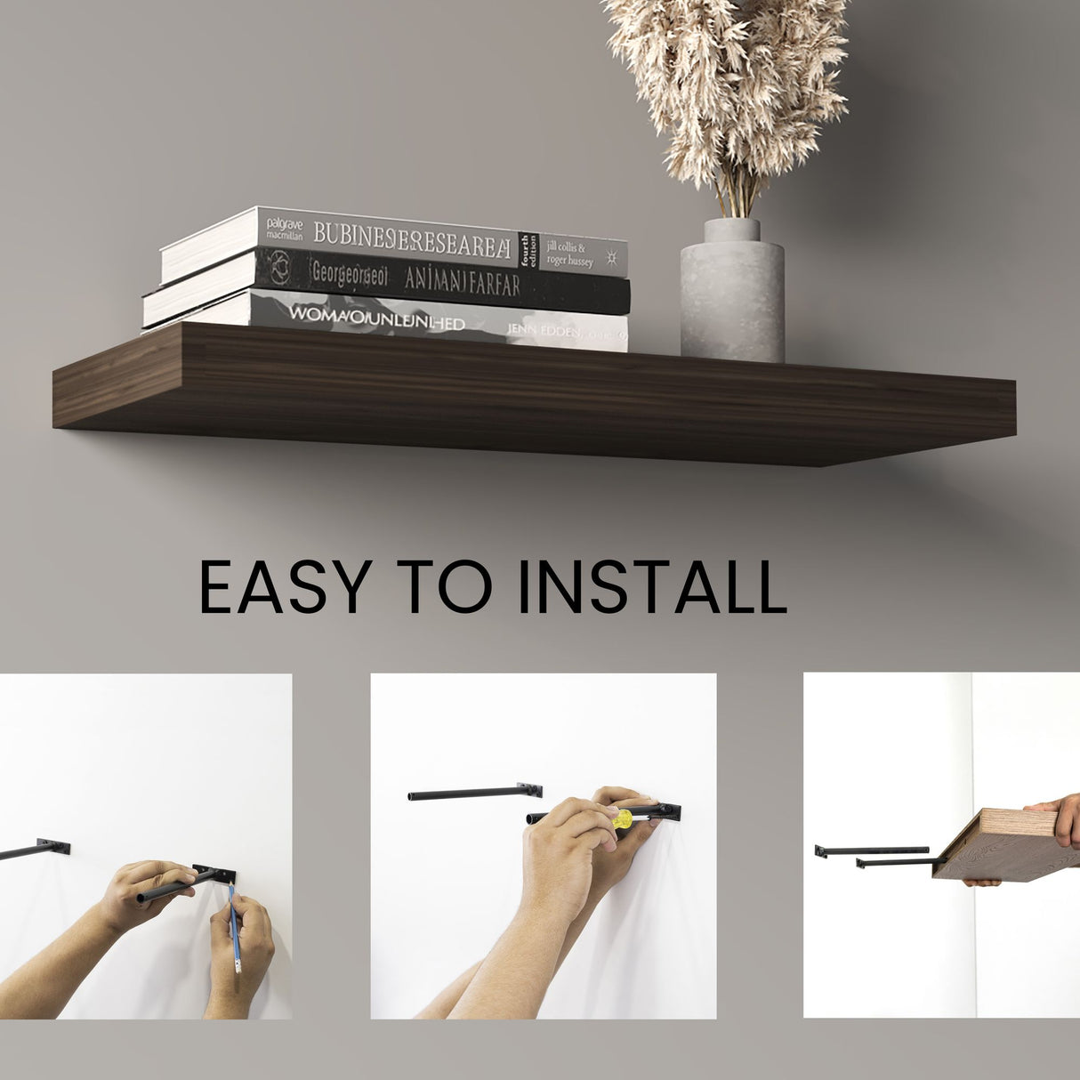 Repisa Habano 80x3.8cm Rectangular y Flotante - REPISAS | Bylmo