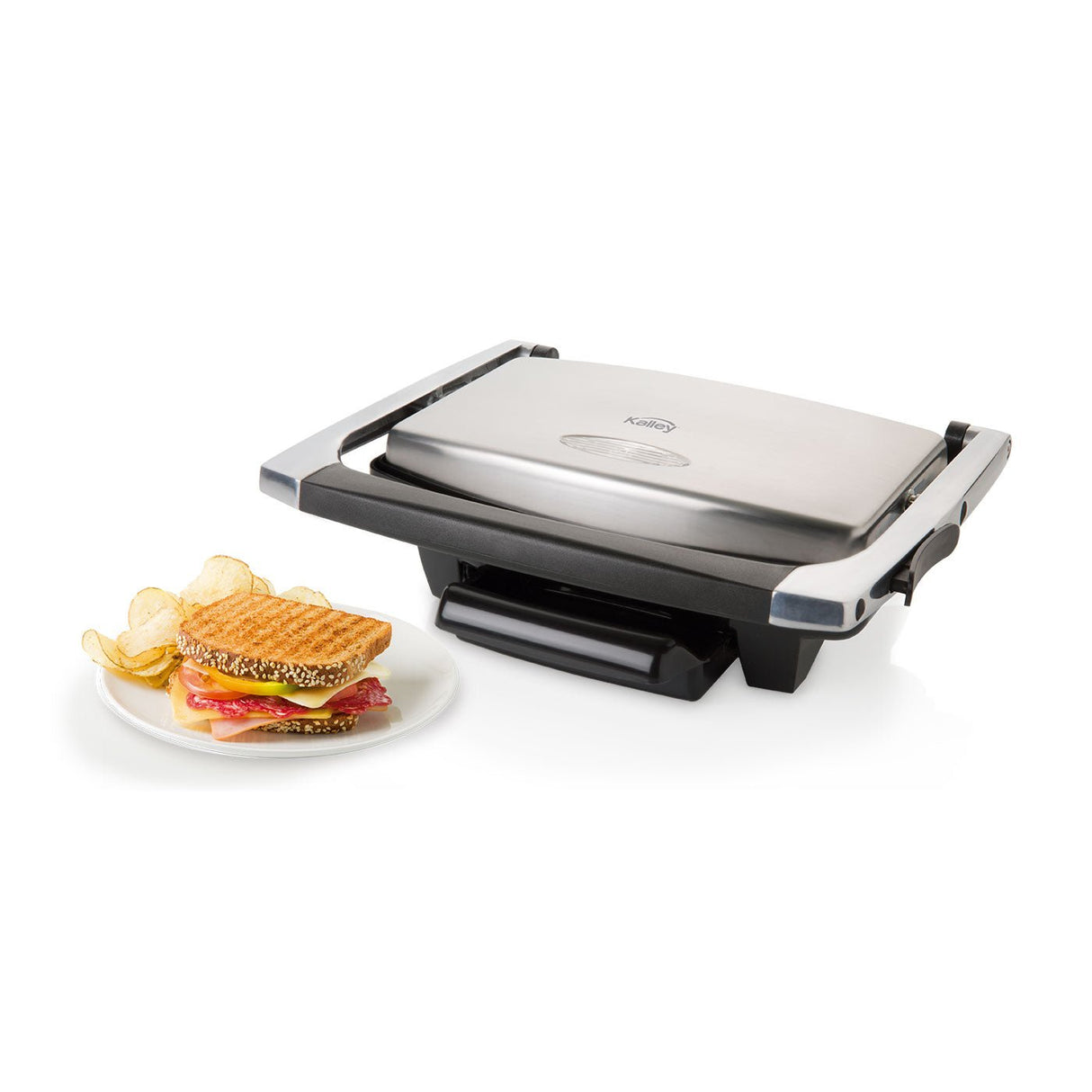 Asador Kalley Negro y Gris 32x27.5cm Electrico Portable con Colector de Grasa - ASADORES | Bylmo