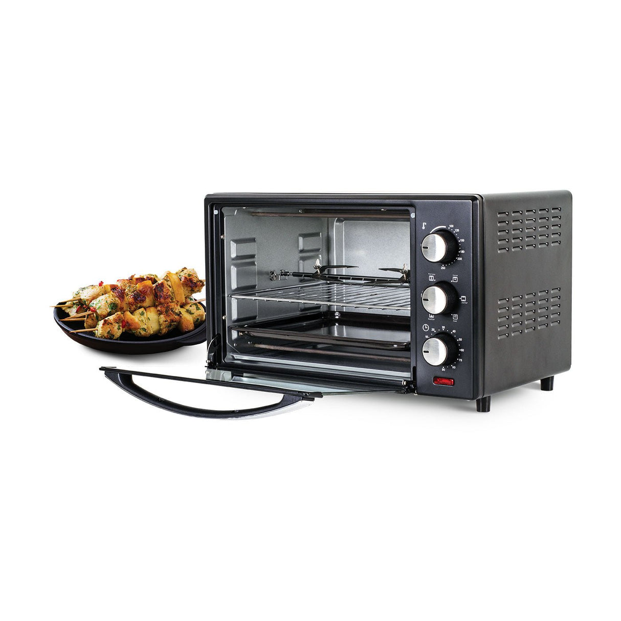 Horno Tostador Kalley Negro 47.5x29.6cm con Cinco Funciones Preconfiguradas y con Temporizador - HORNOS TOSTADORES | Bylmo