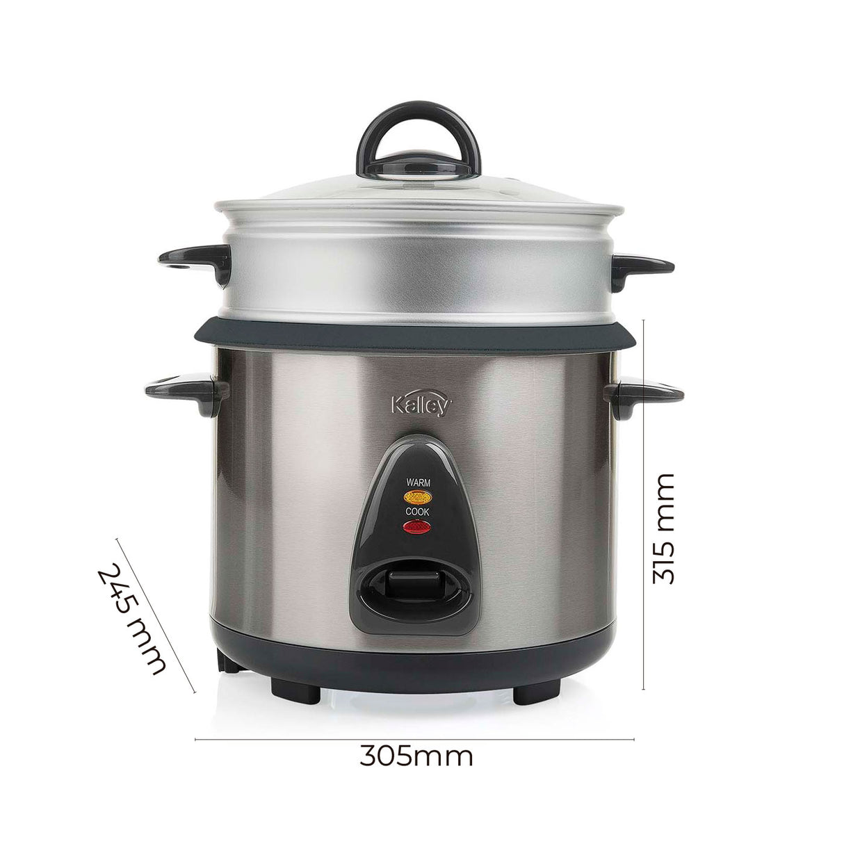 Olla Arrocera Kalley Plateado 26.2x28cm de 5 Tazas con Función para Mantener Caliente - OLLAS ARROCERAS | Bylmo