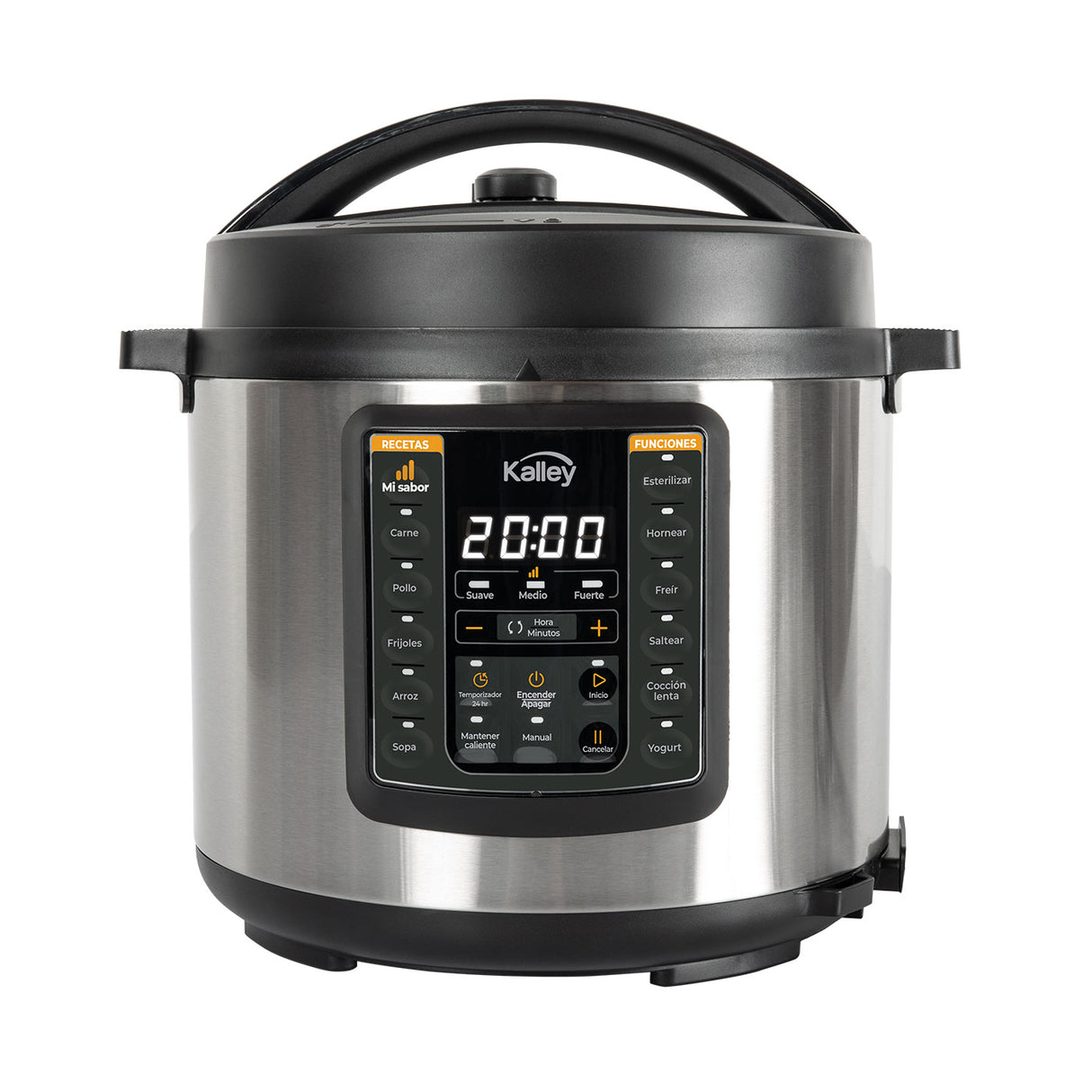 Olla Multifuncional Kalley Gris 33x32cm de 5.5 Litros con Temporizador con 15 Funciones Preconfiguradas y con Pantalla Digital - OLLAS MULTIFUNCIONALES | Bylmo