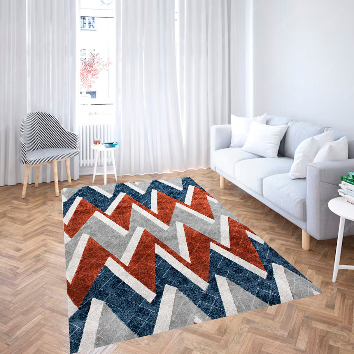 Tapete de Sala Rombos Gris y Rojo 160x230cm Clásico Rectangular Suave - TAPETES Y ALFOMBRAS | Bylmo