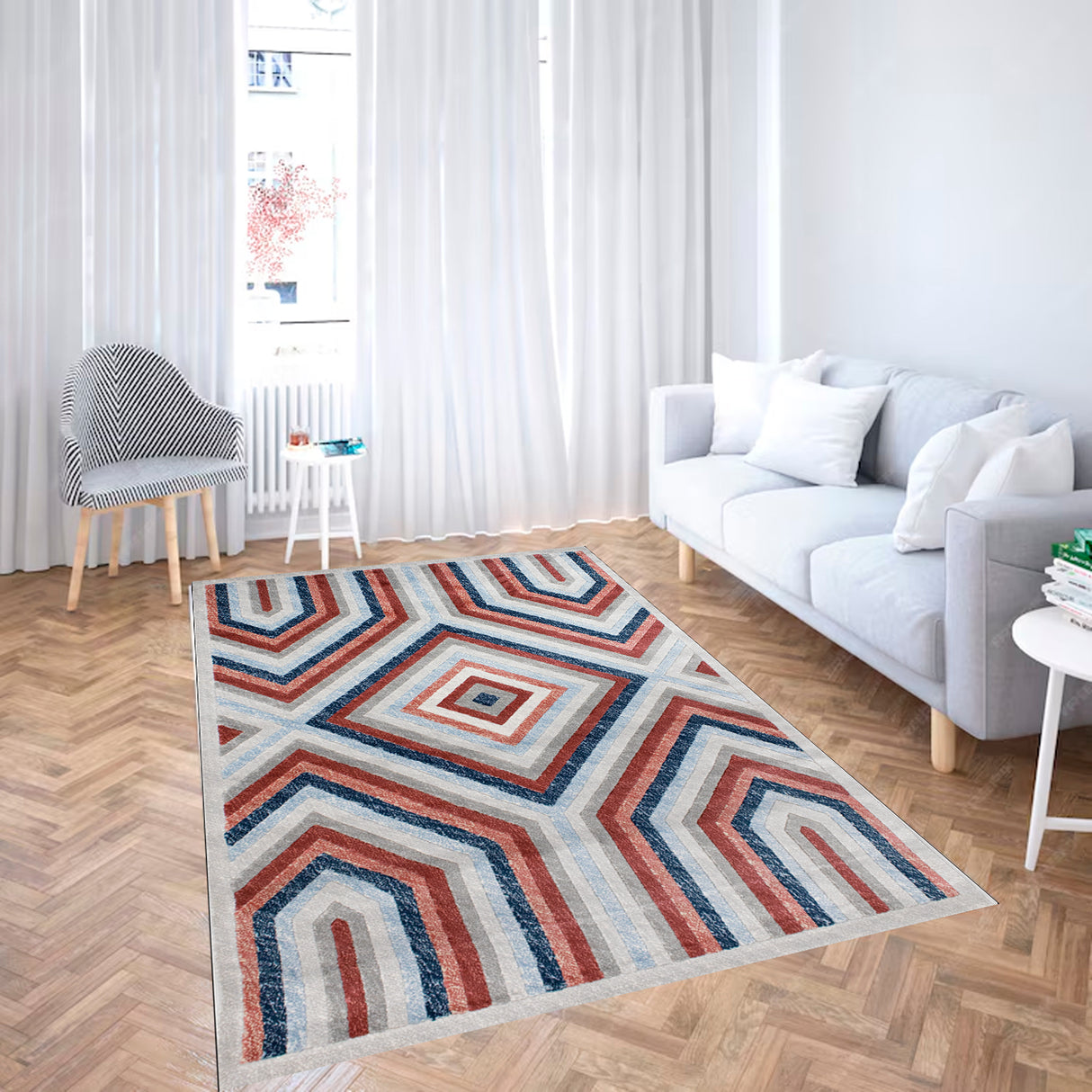 Tapete de Sala Rombos Gris 200x300cm Clásico Rectangular Suave - TAPETES Y ALFOMBRAS | Bylmo