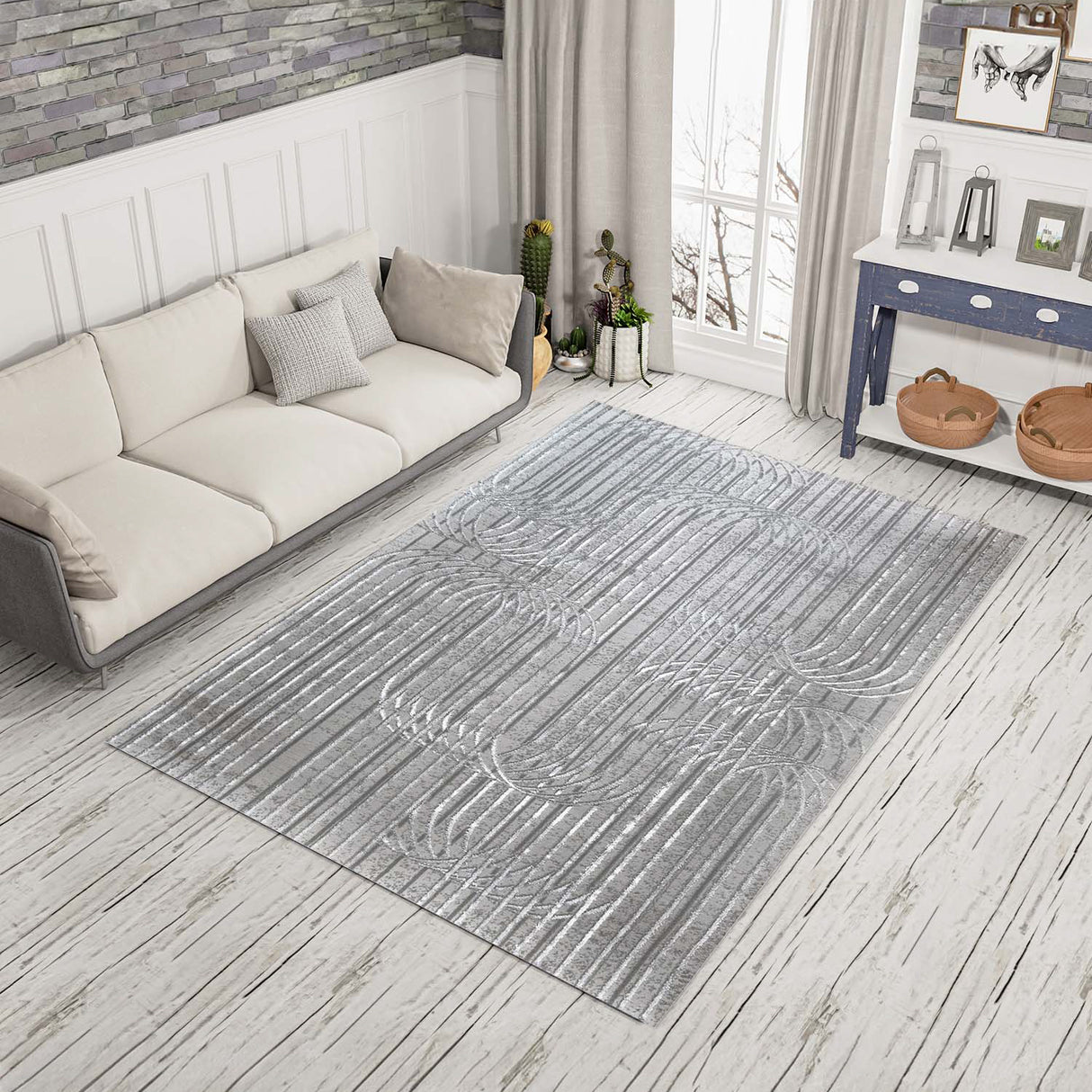 Tapete de Sala Lineas Gris 120x170cm Clásico Rectangular Suave - TAPETES Y ALFOMBRAS | Bylmo