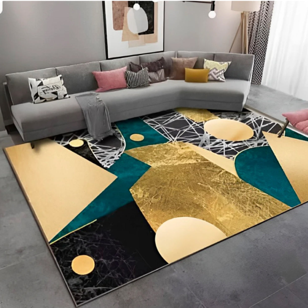 Tapete de Sala Galaxia Oro 200x150cm Clásico Rectangular Suave - TAPETES Y ALFOMBRAS | Bylmo