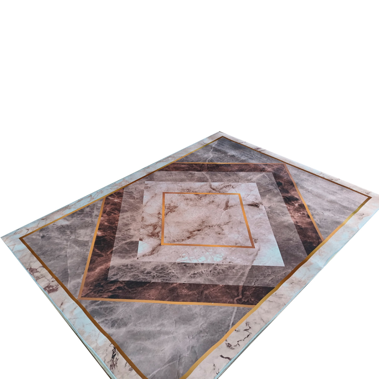 Tapete de Sala Rombos Gris y Dorado 200x150cm Clásico Rectangular Suave - TAPETES Y ALFOMBRAS | Bylmo
